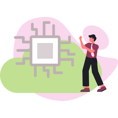 Junge erklärt cloud-networking  Illustration