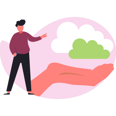 Junge erklärt cloud hochladen  Illustration