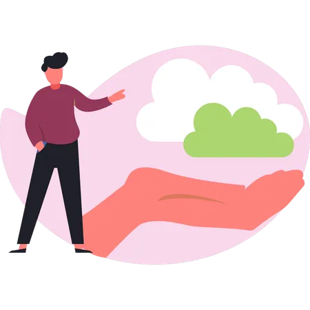 Junge erklärt cloud hochladen  Illustration