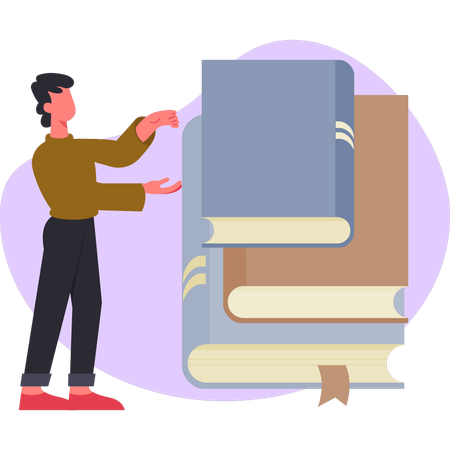 Junge erklärt E-Learning-Buch  Illustration