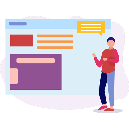 Junge erklärt Online-Präsentation  Illustration