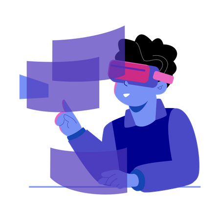 Junge erlebt moderne Metaverse-Welt  Illustration
