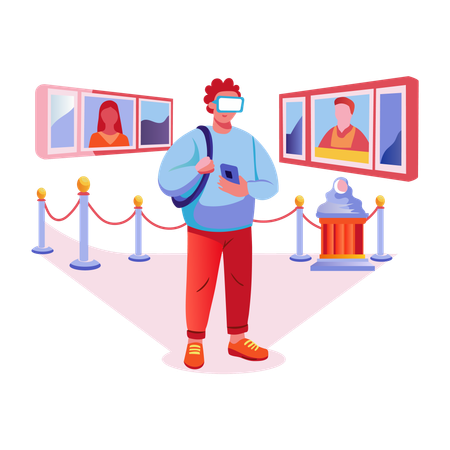 Junge erlebt VR-Museum  Illustration