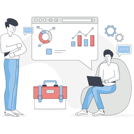 Junge erstellt Geschäftsdiagramm  Illustration