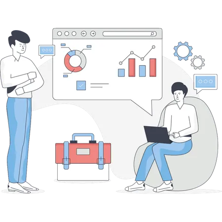 Junge erstellt Geschäftsdiagramm  Illustration