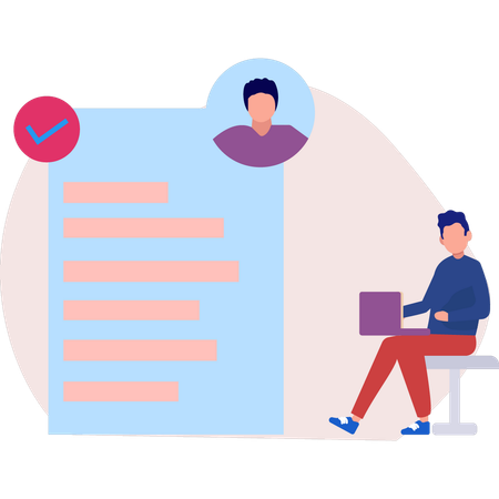 Junge erstellt sein eigenes Profil  Illustration