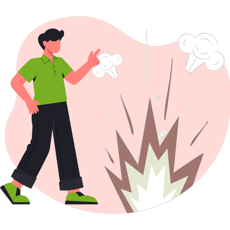 Junge erzählt von Atomexplosion  Illustration