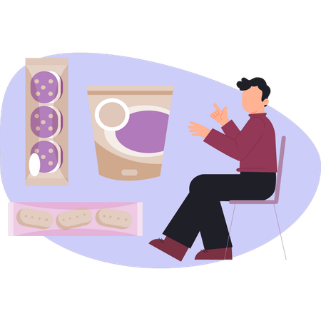 Junge erzählt von Backwaren  Illustration