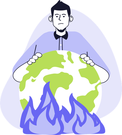 Junge erzählt von der globalen Erwärmung  Illustration