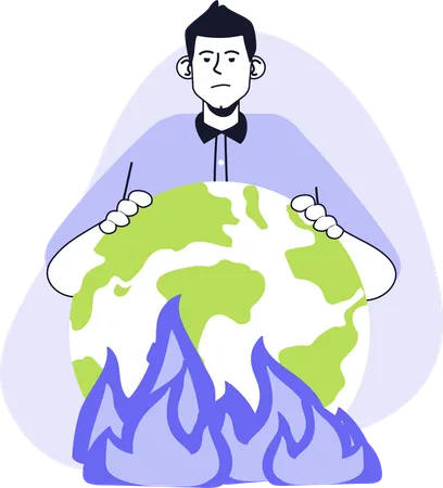 Junge erzählt von der globalen Erwärmung  Illustration