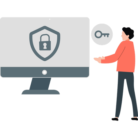 Junge erzählt vom Monitordatencode  Illustration