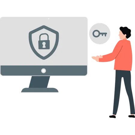 Junge erzählt vom Monitordatencode  Illustration