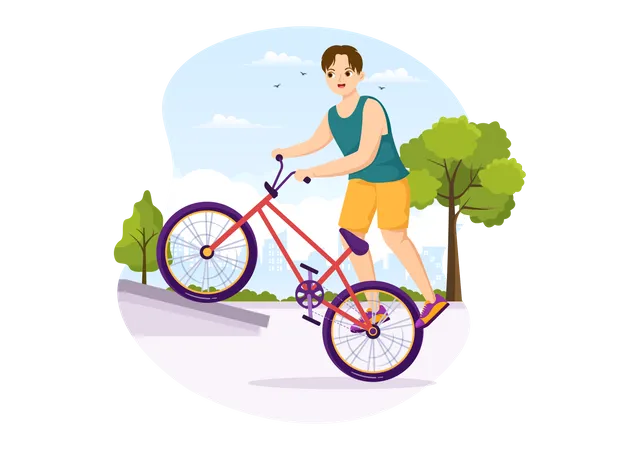 Junge fährt BMX-Fahrrad  Illustration