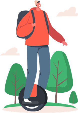 Junge fährt Elektrofahrrad  Illustration