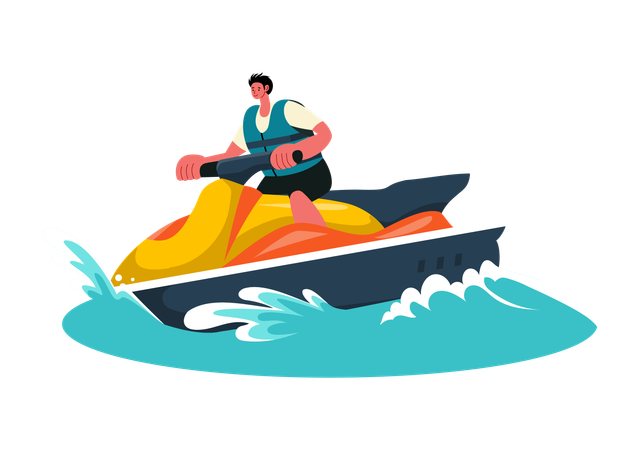 Junge reitet Jetski  Illustration