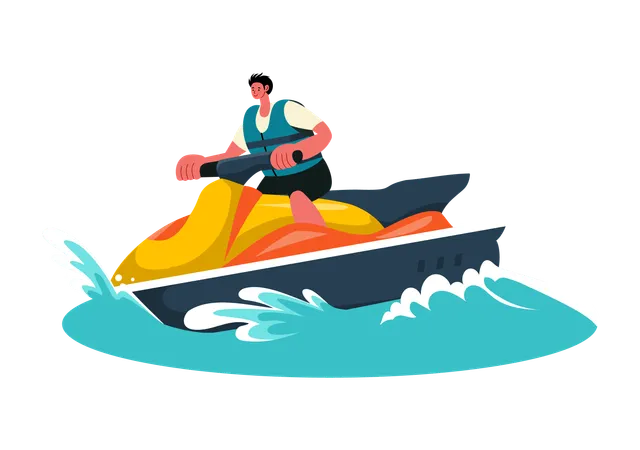 Junge reitet Jetski  Illustration