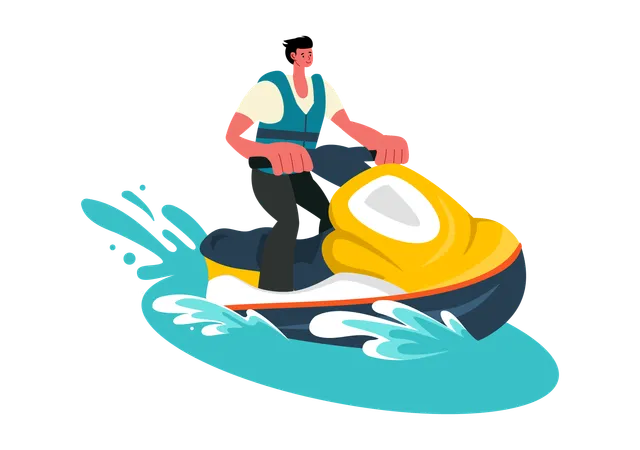 Junge reitet Jetski  Illustration