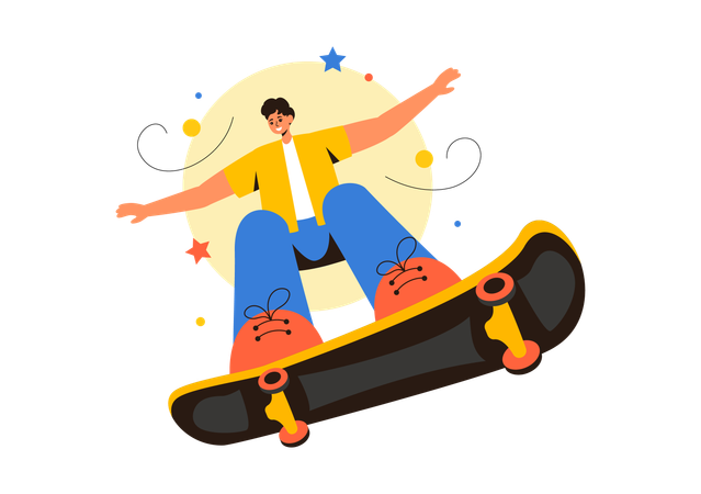 Junge fährt Skateboard  Illustration