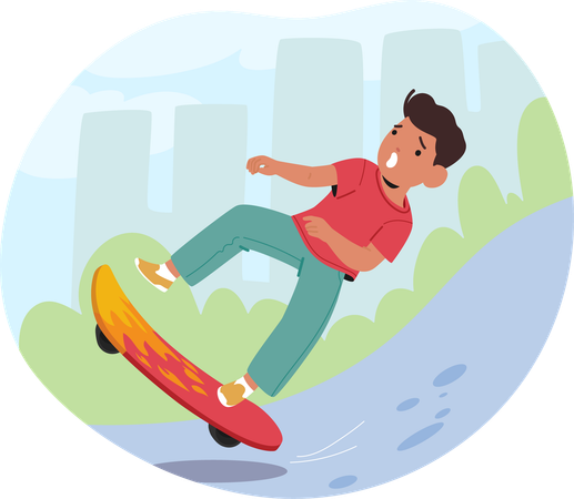 Junge fällt vom Skateboard  Illustration