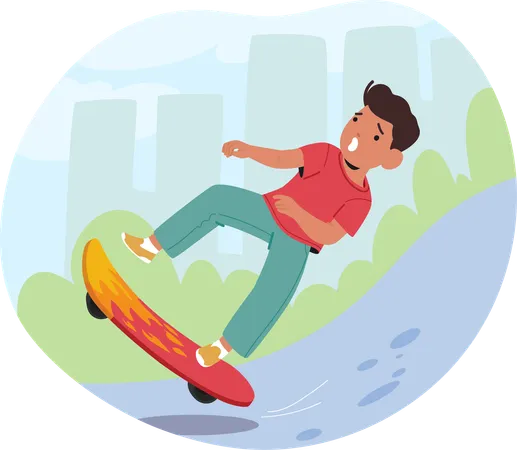 Junge fällt vom Skateboard  Illustration