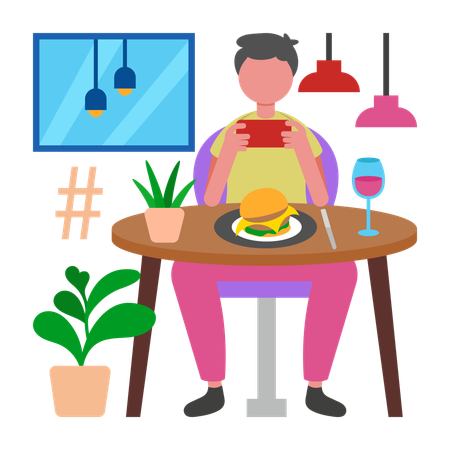 Junge fängt Foodie-Moment ein  Illustration