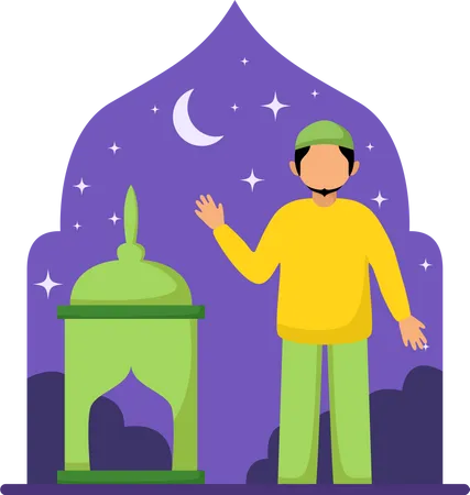 Junge feiert Ramadan  Illustration