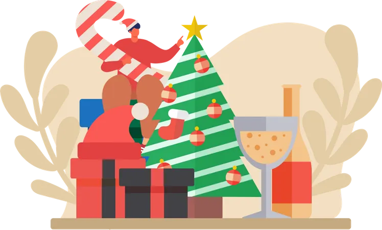 Junge feiert weihnachten  Illustration