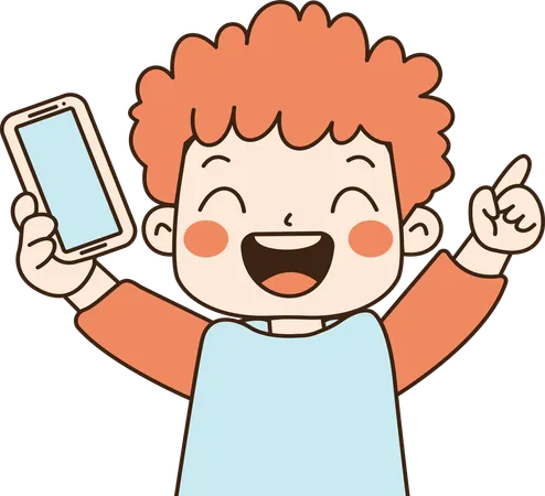 Junge Figur mit Telefon  Illustration