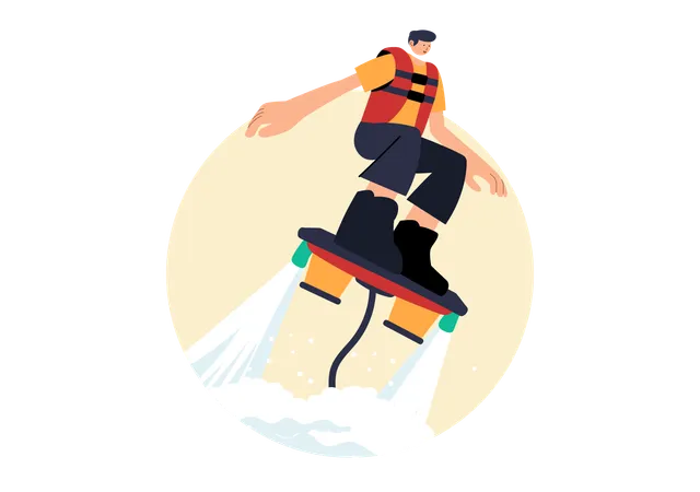 Junge fliegt mit Flyboard  Illustration