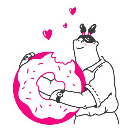 Mädchen liebt es, Donuts zu essen  Illustration