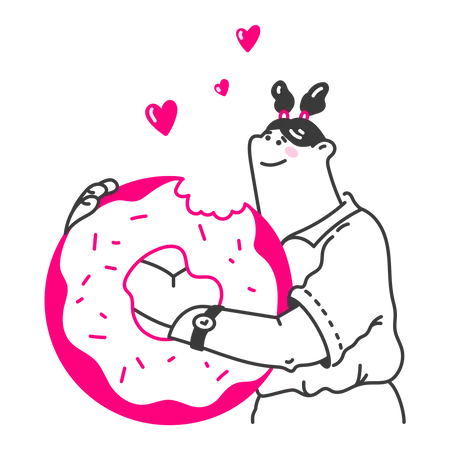 Mädchen liebt es, Donuts zu essen  Illustration