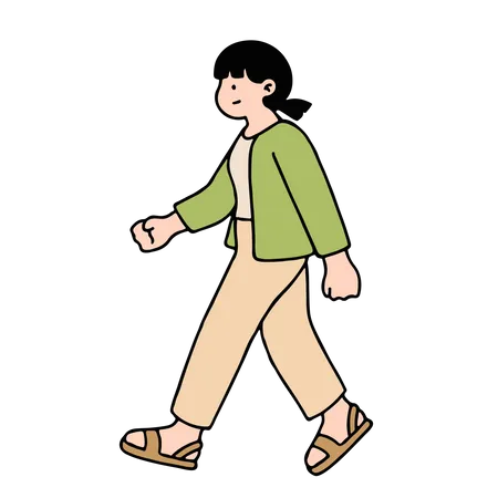 Junge Frau zu Fuß  Illustration
