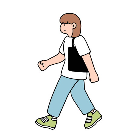 Junge Frau zu Fuß  Illustration