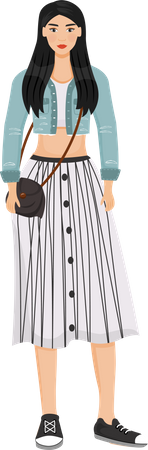 Junge Frau im trendigen Outfit  Illustration