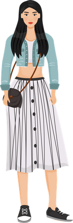 Junge Frau im trendigen Outfit  Illustration
