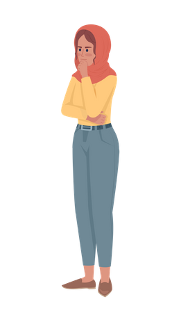 Junge Frau in nachdenklicher Stimmung  Illustration