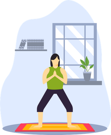 Junge Frau lernt Yoga in Indore  Illustration