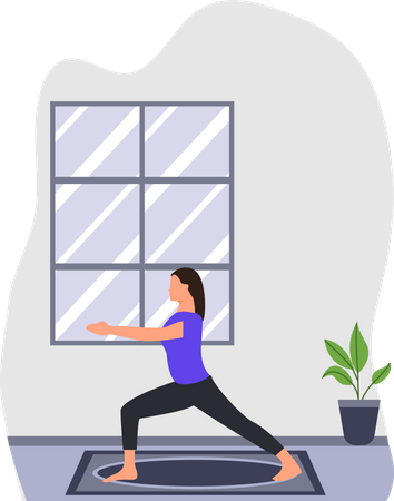 Junge Frau macht Surya Namaskar-Cartoon  Illustration