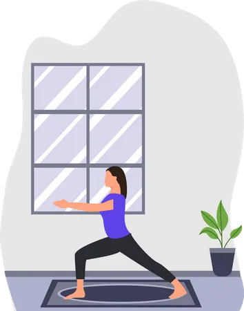 Junge Frau macht Surya Namaskar-Cartoon  Illustration