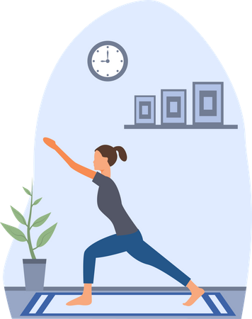 Junge Frau macht Surya Namaskar zu Hause  Illustration