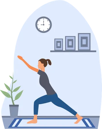 Junge Frau macht Surya Namaskar zu Hause  Illustration