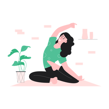 Junge Frau beim Yoga  Illustration