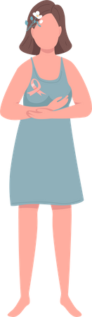 Junge Frau mit Brustkrebs-Schleife  Illustration