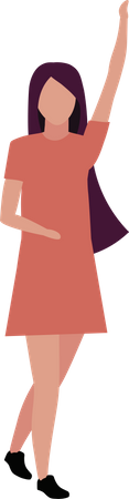 Junge Frau mit erhobener Hand  Illustration