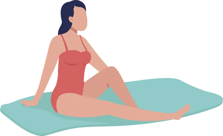 Junge Frau Sonnenbaden am Strand  Illustration