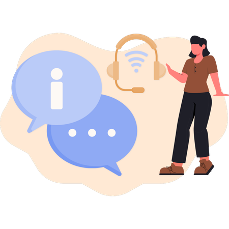 Junge Frau sucht Chat-Informationen  Illustration