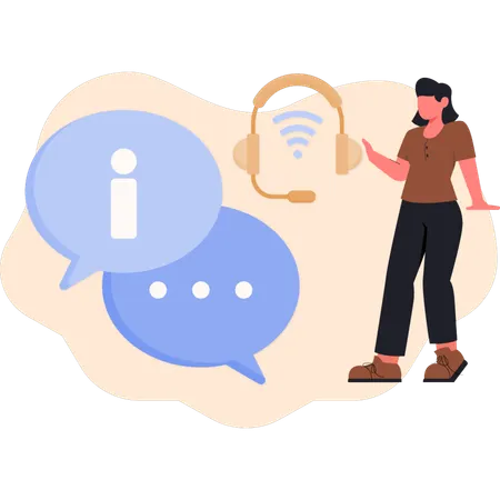 Junge Frau sucht Chat-Informationen  Illustration