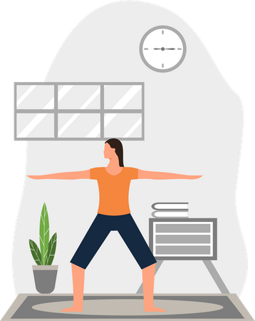 Junge Frau praktiziert Trikonasana  Illustration