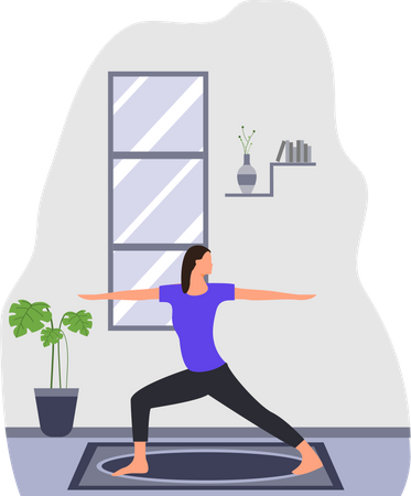 Junge Frau praktiziert Trikonasana  Illustration