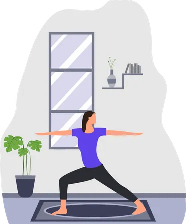 Junge Frau praktiziert Trikonasana  Illustration